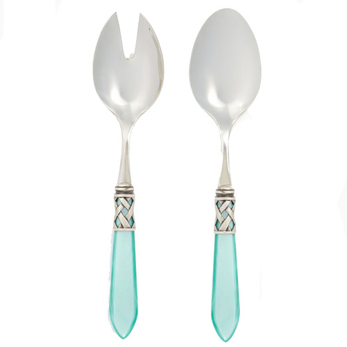 The Aladdin Antique Salad Server Set in Aqua features elegant pearlized handles with the strength of high-grade acrylic and 18/10 stainless steel. This color is also available in our brilliant finish, please call 919-245-4180 to order.
9.75"L
ALD-9804A