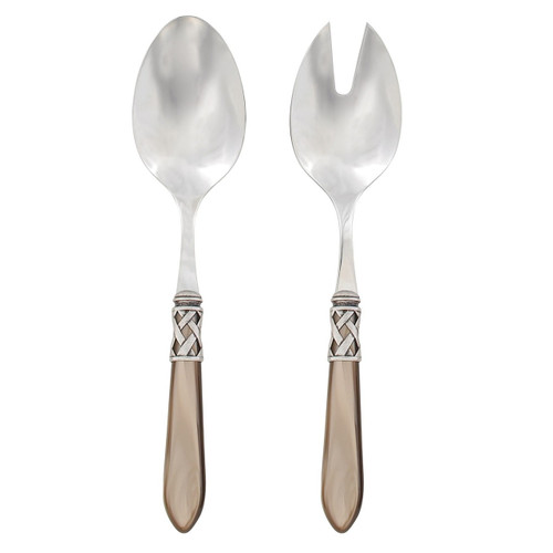 The Aladdin Antique Salad Server Set in taupe features elegant pearlized handles with the strength of high-grade acrylic and 18/10 stainless steel.
10"L
ALD-9804TP