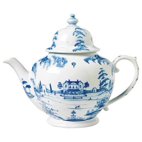 Country Estate Delft Blue Teapot Main House

№ CE25/44

From our Country Estate Collection - Set a sociable tone with this showstopping piece that radiates authentic British style. Illustrated throughout with our idyllic Country Estate, an inherently luxurious association evokes dreams of tea with the Dowager Duchess or simply with a few good friends. This elegant and stately teapot is the ultimate gift for any hostess - but we understand should you choose to covet it for your own!

Measurements: 15.25" L, 12.25" W
Capacity: 2 ounces
Made of Ceramic Stoneware
Oven, Microwave, Dishwasher, and Freezer Safe
Made in Portugal