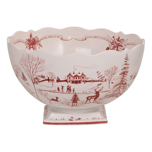 Country Estate Winter Frolic Ruby Centerpiece Bowl Christmas Celebration

№ CE32/73

From our Country Estate Collection - Standing upon a handsome square pedestal, our scallop-edged, centerpiece bowl with cheerful winter scenes in Ruby, proudly displays your collection of heirloom holiday ornaments or tempting arrangement of succulent persimmons. Our ceramic stoneware is made in Portugal and is oven, microwave, dishwasher and freezer safe.

Measurements: 13.25" W, 7.75" H 
Capacity: 7.4 quarts
Made of Ceramic Stoneware
Oven, Microwave, Dishwasher, and Freezer Safe
Made in Portugal