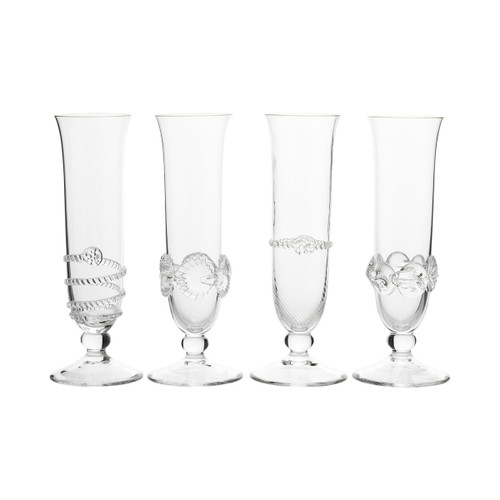 Heritage Collectors Set of Flutes

№ B560SET/C

For when nothing but the best will do, our set of four champagne flutes features a different signature motif for each hand-blown piece of ethereal glass to create a set that is as beautiful, unique, and harmonious as life is. Makes a perfect gift for weddings - or for anyone who adores a little pop! and sparkle.

Measurements: 2"W, 7.5"H
Capacity: 6 ounces
Made of Mouth-Blown Glass
Dishwasher safe on a warm delicate cycle, Hand washing preferred.
Made in Czech Republic