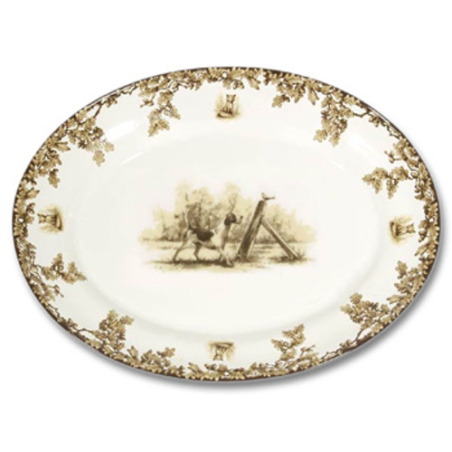 C.E. Corey Aiken Hound Large Oval Platter

This timeless pattern was inspired by the fox hunting scene of Aiken, South Carolina and is ideal for casual or formal dining as it features beautifully detailed hunt scene with oak leaves and acorns. Microwave and dishwasher safe.  Every piece in the Aiken Collection is available with either the Fox or the Hound.

18.25"L, 14"W, 2.5"H

CEA-7056H