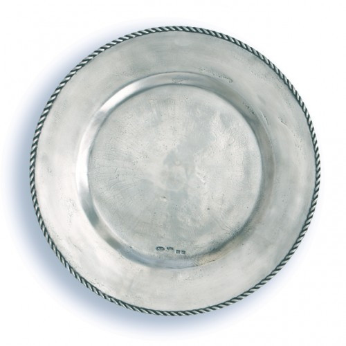 Each one-of-a-kind charger is a marriage of the highest quality pewter combined with the talents of Italian artisans, using techniques passed down through generations. Italian pewter, Hand made in Italy.

Dishwasher safe on the low-heat/air-dry setting, non-abrasive detergent recommended.

Dimensions: 13" D
SKU: PE3138