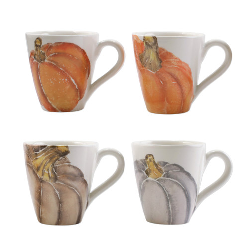 Vietri Pumpkins Assorted Mugs Set/4

PNK-9710
4.25"H, 14oz


Inspired by a walk through the lively street markets in Florence, Pumpkins from plumpuddingkitchen.com is a playful yet sophisticated take on the fall harvest. 

Handpainted on terra bianca in Veneto. 

Dishwasher and microwave safe.