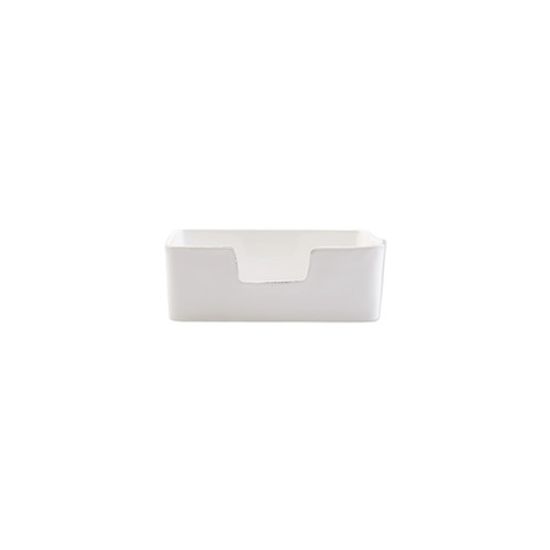 Vietri Lastra White Guest Towel Holder

LAS-2677W
8.25"L, 5.25"W, 3.25"H

"Rustic and chic, the Lastra White  from plumpuddingkitchen.com adds a clean, elegant, and sophisticated look to your holiday kitchen. This stoneware design is inspired by the molds used to form cheeses throughout Italy. | Care: Dishwasher, Microwave, Oven, Freezer Safe

.