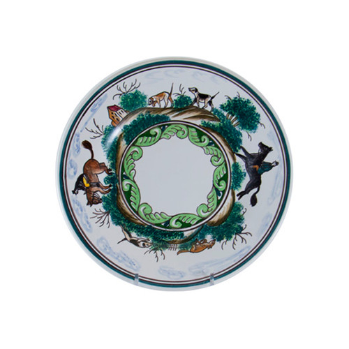 C.E. Corey Century Hunt Dessert/Salad Plate

A004CE

8.5" Diameter

A truly magnificent and whimsical fox hunt scene. The pattern is done using the Century-Style Painting technique developed by artisans in Portugal. Each piece is a true work of art, handmade, hand-painted and signed.