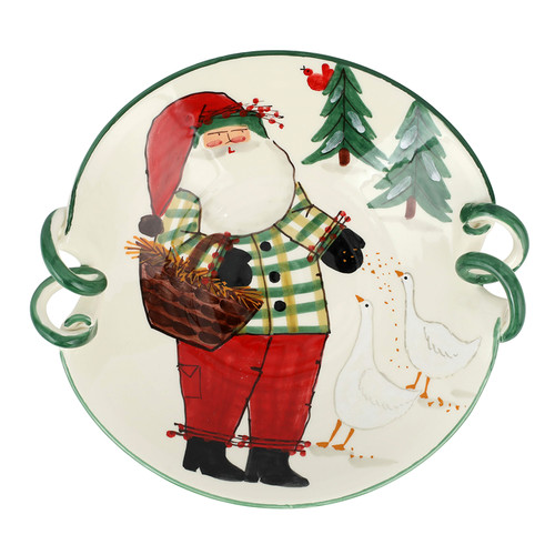 Vietri Old St Nick Handled Scallop Bowl with Geese

OSN-78142
15.25"L, 14"W, 4.5"H




What could be more whimsical than the individual portraits of Vietri's Old St. Nick, beloved by all Italians!  


Each Santa is created for Vietri from maestro Alessandro Taddei’s childhood memories of stories his mother read to him. Made of terra bianca, each portrait is painted directly on the fired surface in Tuscany so that each stroke is seen in detail.