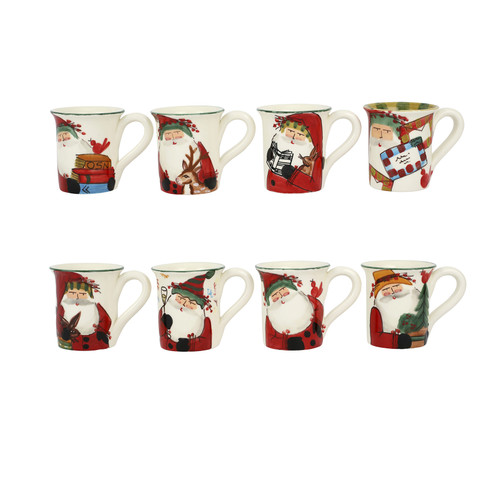 Vietri Old St Nick Assorted Anniversary Mugs Set/8

OSN-7810-40A
4.5"H, 14oz

This year marks 15 years of Old St Nick.  In honor of the occasion, we are bringing 8 limited edition designs out of retirement.  The sets come in a storage box so you can easily keep your collection ear-around.

Each Santa is created for Vietri from maestro Alessandro Taddei’s childhood memories of stories his mother read to him. Made of terra bianca, each portrait is painted directly on the fired surface in Tuscany so that each stroke is seen in detail.