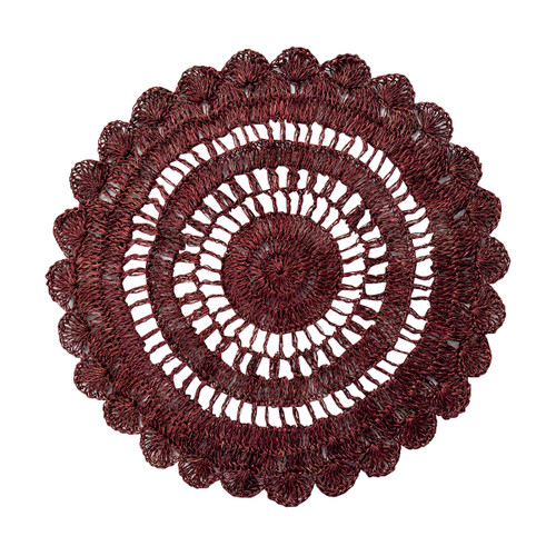 Juliska Macrame Placemat - Cranberry  Set/4

LM56/74
16"W

Intricately woven Abaca twine and a beautifully scalloped rim is elegant yet laid back - making this placemat ideal for casual al fresco lunches to dinner party table settings.   Spot clean.