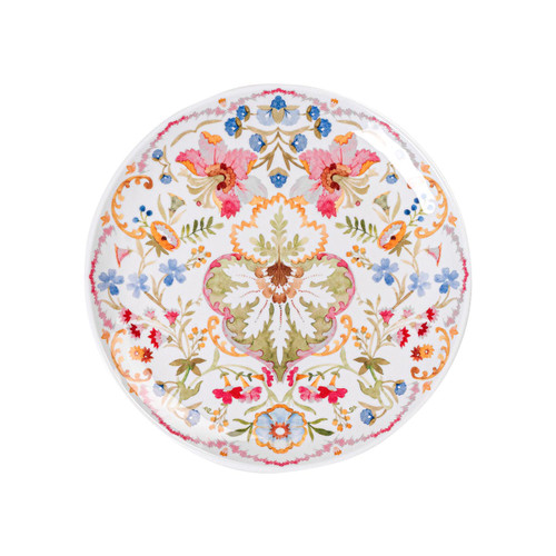 Juliska Sofia Multi Dessert/Salad Plate
SMM02/88
9"D

A fantasy garden of imagined blossoms in an enchanting array of vibrant hues to mix and match with other collections for effortless outdoor entertaining. Whether you're unfurling your picnic blanket in wine country or hosting a moonlit garden party, these plates were designed to mimic ceramic, with a substantial heft and weight that will keep your guests guessing. Chic and shatterproof style for every epicurean adventure!

Dishwasher safe- avoid high heat, top shelf for acrylic. Not oven, microwave or freezer safe. BPA free; acrylic is not suitable for hot contents. Avoid cleaners that contain citrus.