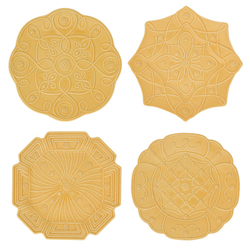 Juliska Jardins du Monde Dessert/Salad Plate Assorted Set /4 - Daffodil

JMX102S4/63
9.5"D

Lavish detailing of our iconic berries and threads on majestic shapes herald this party plate set from plumpuddingkitchen.com. Each plate pays homage to four of the world’s most beautiful gardens—Landriana in Italy, Villandry in France, Alcazar in Spain, and Heligan in England—and is dressed up in a sunshine yellow, whitewash, blush or basil glaze. Gift boxed.