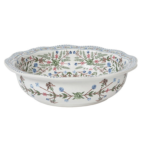 Juliska Villa Seville 12" Serving Bowl - Chambray

SVL31/47
12"D, 3.5"K (4Qt)

There’s a sense of romance and whimsy to this serving bowl that’s trimmed with a single garland of wildflowers on the outside and festooned with our lush, folkloric floral motif on the inside. In fresh hues of greens, blues and pinks inspired by the Spanish countryside, this serving piece mixes and matches endlessly with other patterns and is an enchanting addition to any table.