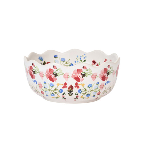 Juliska Sofia Cereal/Ice Cream Bowl - Multi

SOF07/88
6"D, 2.5"H, 17oz

Inspired by wildflowers and watercolor, an intricate floral motif festoons the interior and exterior of this painterly bowl, that’s rendered in a palette of petal pinks, garden greens, iris blues, and daffodil yellows—and finished with a romantic, ruffled rim. Fill with berries and cream for breakfast to fresh gazpacho for garden parties.