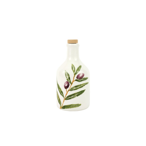 Vietri Oliva Olive Oil Bottle
OVA-9747

Quintessentially Italian, Vietri's Oliva from plumpuddingkitchen.com celebrates both the natural beauty of Italy's olive groves and the olive branch's message of hope, peace, and goodwill. 

Maestro artisan Gianluca Fabbro delocately handsponges the detailed designs onto each crisp peice, and the result is both striking and a versatile base for a table.

Handpainted on terra bianca in Veneto.

Dishwasher and microwave safe.