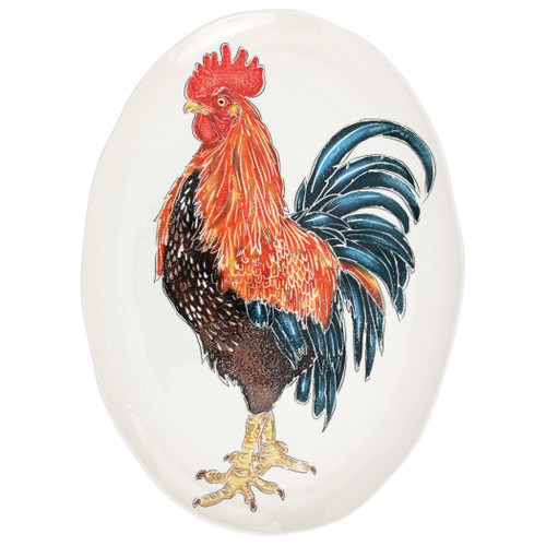 Vietri Fattoria Rooster Large Oval Platter

FTO-9756
21.5"L, 15.5"W

A masterful blend of elegance and whimsey, Vietri's Fattoria collection from plumpuddingkitchen.com celebrates the animals of an old-world Italian estate. 

Carefully handpainted by maestro artisan Gianluca Fabbro, each animal portrait brims with rich, expressive detail, and the result is timeless and refined.

This collection was designed to be mixed and matched to create a unique and countryside-inspired table or gallery wall.

Handpainted on terra bianca in Veneto.

Dishwasher and microwave safe.
