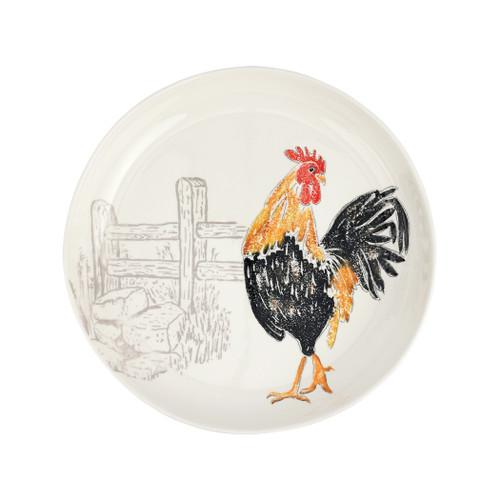 Vietri Fattoria Rooster Large Shallow Platter

FTO-9732
13.25"D, 2.5"H

A masterful blend of elegance and whimsey, Vietri's Fattoria collection from plumpuddingkitchen.com celebrates the animals of an old-world Italian estate. 

Carefully handpainted by maestro artisan Gianluca Fabbro, each animal portrait brims with rich, expressive detail, and the result is timeless and refined.

This collection was designed to be mixed and matched to create a unique and countryside-inspired table or gallery wall.

Handpainted on terra bianca in Veneto.

Dishwasher and microwave safe.