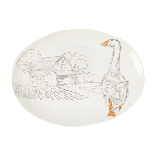Vietri Fattoria Goose Large Oval Platter

FTO-9726
17" L, 12.5"W

A masterful blend of elegance and whimsey, Vietri's Fattoria collection from plumpuddingkitchen.com celebrates the animals of an old-world Italian estate. 

Carefully handpainted by maestro artisan Gianluca Fabbro, each animal portrait brims with rich, expressive detail, and the result is timeless and refined.

This collection was designed to be mixed and matched to create a unique and countryside-inspired table or gallery wall.

Handpainted on terra bianca in Veneto.

Dishwasher and microwave safe.