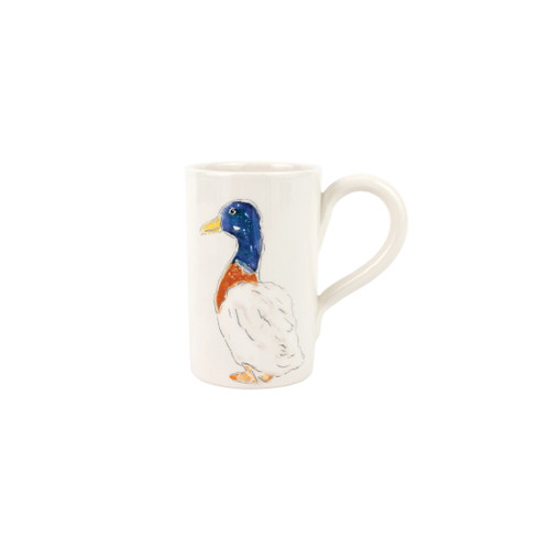 Vietri Fattoria Duck Mug

FTO-9710B
5.5"H, 18oz

A masterful blend of elegance and whimsey, Vietri's Fattoria collection from plumpuddingkitchen.com celebrates the animals of an old-world Italian estate. 

Carefully handpainted by maestro artisan Gianluca Fabbro, each animal portrait brims with rich, expressive detail, and the result is timeless and refined.

This collection was designed to be mixed and matched to create a unique and countryside-inspired table or gallery wall.

Handpainted on terra bianca in Veneto.

Dishwasher and microwave safe