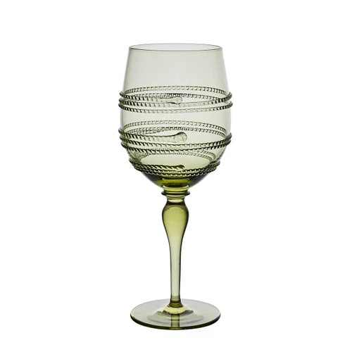 Juliska Ella Wine Glass - Green

B821/29
3.35"L, 8.5"H, 15oz

Ella's jewelry-like spiraling thread catches the light with its uplifting swirl and brings sparkle to every sip.

Mouth-blown by Juliska's master artisans in exquisite detail, these functional works of art elevate your everyday.

Made in Czech Republic

Dishwasher safe, warm gentle cycle. Hand washing is recommended for large or highly decorated pieces. Not suitable for hot contents, freezer or microwave use.