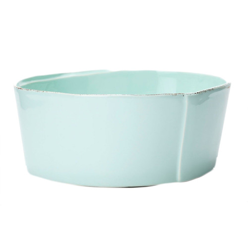 The rustic yet chic shape of the Lastra Aqua Medium Bowl looks clean and sophisticated on your table. An overlapping wooden mold, used for centuries to form cheeses throughout Italy, inspired this collection.
8.5"D, 3.5"H
LAS-2631A