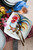 Vietri Gallo Square Platter with Italian Rooster colorful design from plumpuddingkitchen.com.
