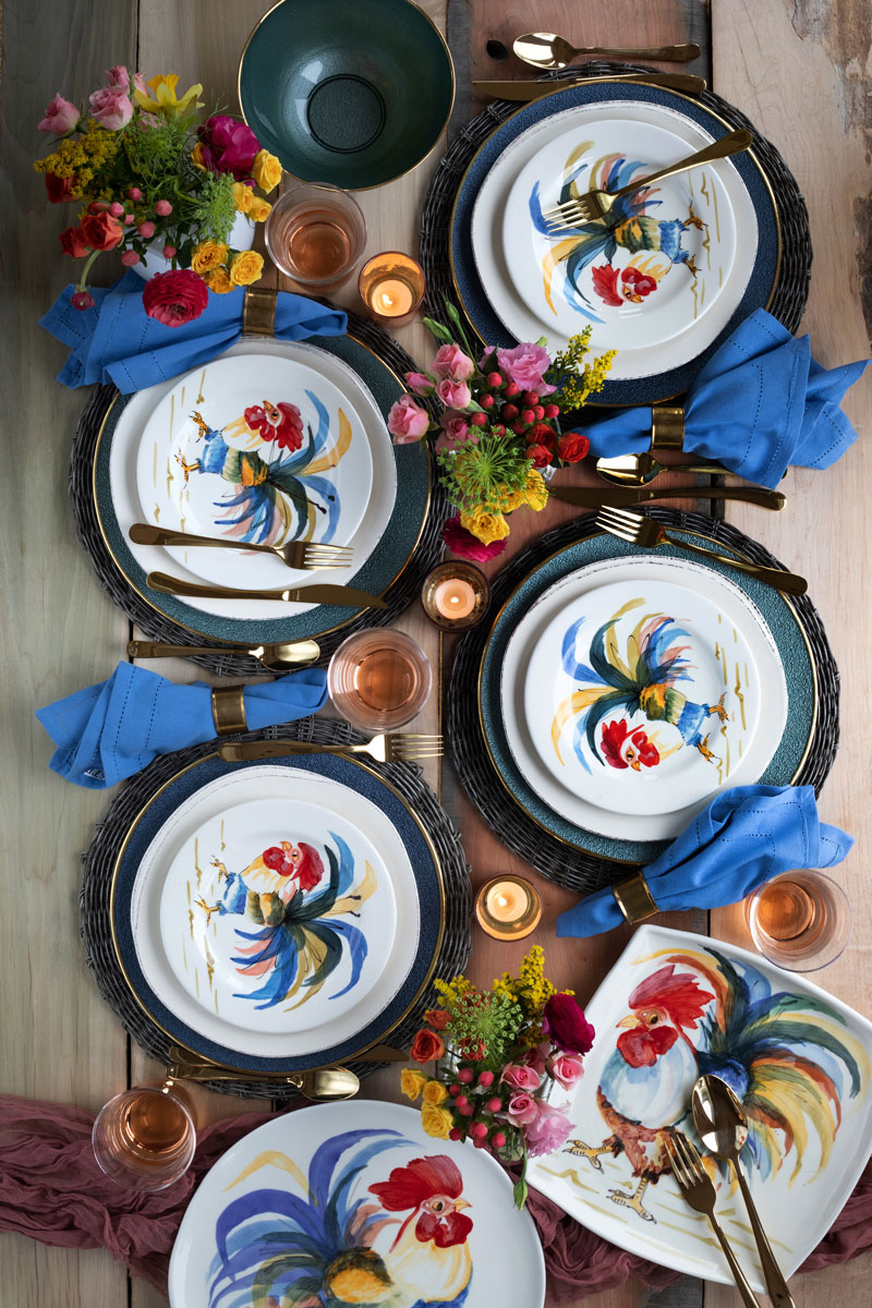 rooster design dinnerware