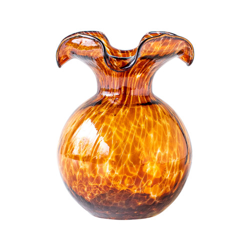NEW! Hibiscus Glass Brown Tortoiseshell Small Fluted Vase