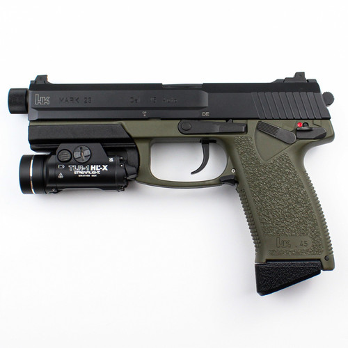 Total Innovative Tactical Solutions HK Mk23 pinky rest extension replaces the factory magazine baseplate to improve your grip purchase.