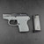KelTec P32 Pinky Extension side view, attached to magazine with side profile of gun for reference. Gun and magazine not included, just the extension/pinky grip.