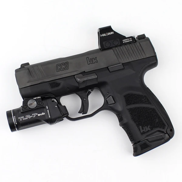HK CC9 1913 Streamlight TLR-7 sub Rail Kit made by Total Innovative Tactical Solutions, attached to firearm.