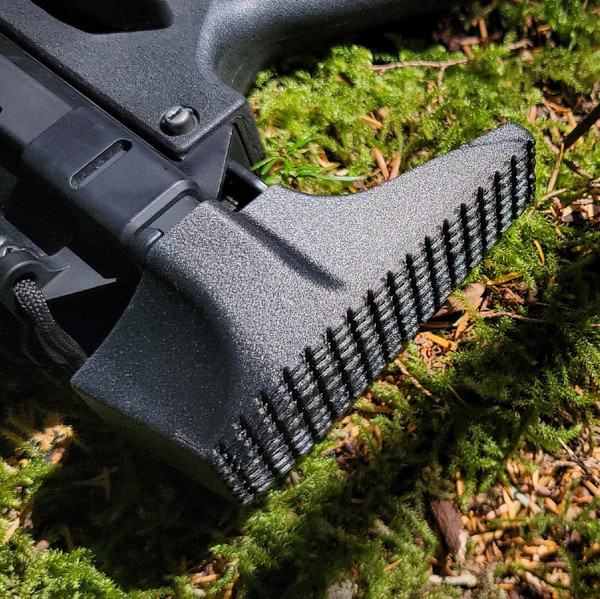 Innovative HK SMG-1 style prototype stock made to fit HK MP5 B&T telescopic arms, made by Total Innovative Tactical Solutions.