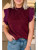 Burgundy Patchwork Lace Sleeve Round Neck T-Shirt