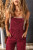 Maroon Corduroy Wide Leg Bib Overalls