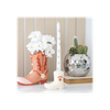 White Cowboy Boot Candle Holder with Taper Candle
