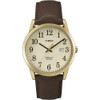 Timex Mens Easy Reader Watch with Gold-Tone Case & Brown Leather Strap