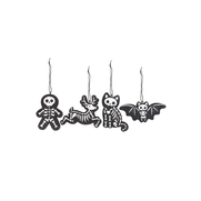 Set of 4 Black Creepy Skeleton Cookie Ornaments