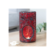 Red Pillar Crackle Glass Oil Burner and Wax Warmer