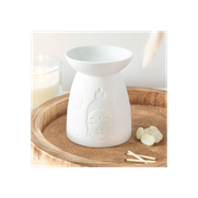 White Ceramic Buddha Face Oil Burner and Wax Warmer