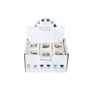 Set of 24 Healing Heart Crystal Necklaces in Display