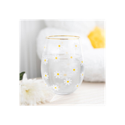 All Over Daisy Print Stemless Wine Glass