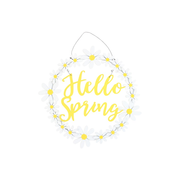 Hello Spring Hanging Daisy Wreath Decoration