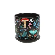 Dark Forest Print Ceramic Plant Pot with Saucer