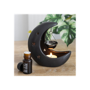 Black Crescent Moon Hanging Oil Burner