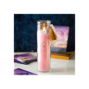 Mystic Rose Tube Candle with Rose Quartz Crystals