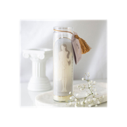 Aphrodite Goddess Tube Candle with Rose Quartz Crystals