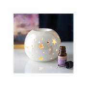 White Iridescent Star Oil Burner and Wax Warmer