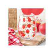 Apple Print Stemless Glass