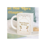 Read Books Be Kind White Book Shaped Mug