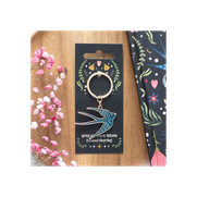 Blue Spread Your Wings Swallow Keyring