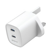 Groov-e Dual USB-C 35W GaN Wall Charger with Power Delivery - White